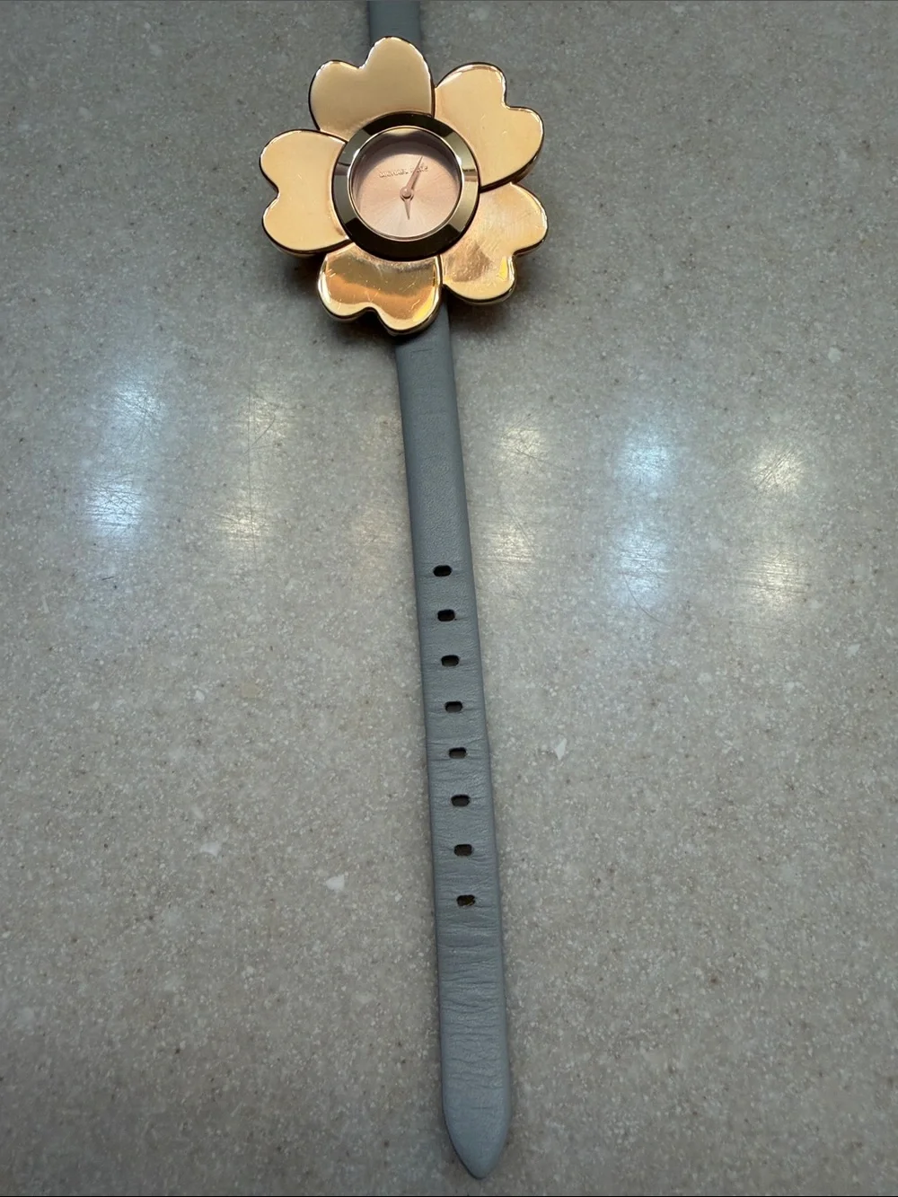 Michael Kors Mena Watch Rose Gold Floral Face Leather Bracelet